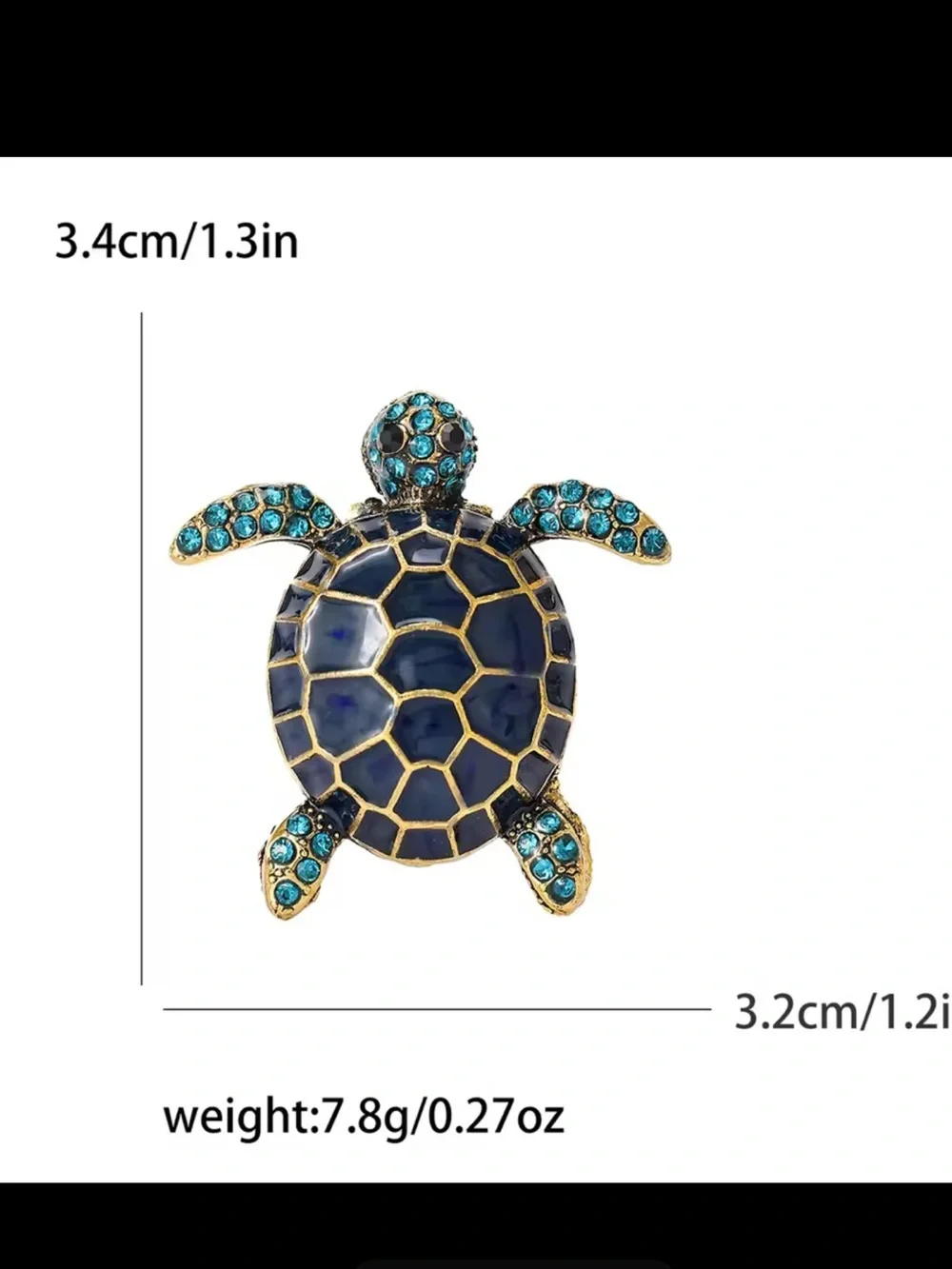 Anthropologie Navy and Teal Turtle Brooch